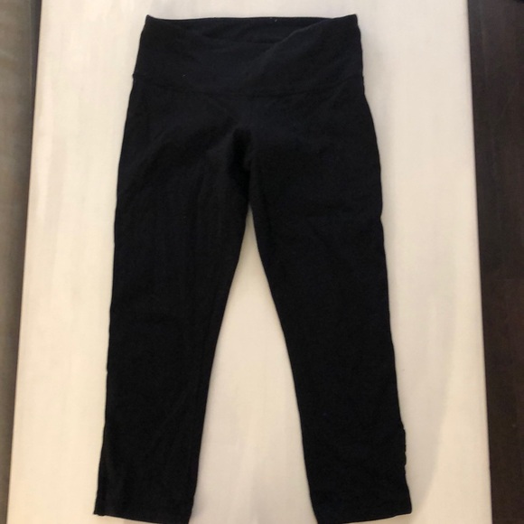 Black Lululemon Wunder Under Crop Bow Velvet 4 - Picture 5 of 6